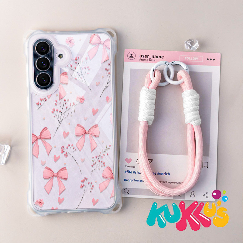 GANTUNGAN Case + คลิป Hp Heart Bow Tie สําหรับ Soft Case Hp Samsung A16 Galaxy A56 5Ga36 A06 4G 5G A