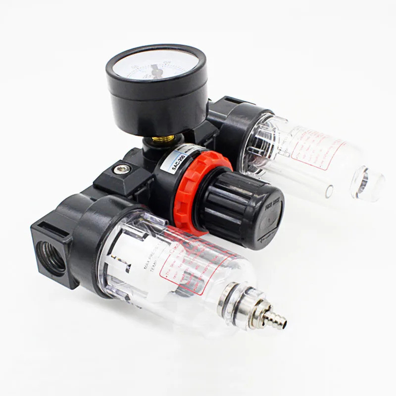 GOGO Pneumatic frl AC2000 1/4 นิ้วพร้อมตลับทองแดง เครื่องวัดความดันท่อระบายน้ําแบบแมนนวล airtac type