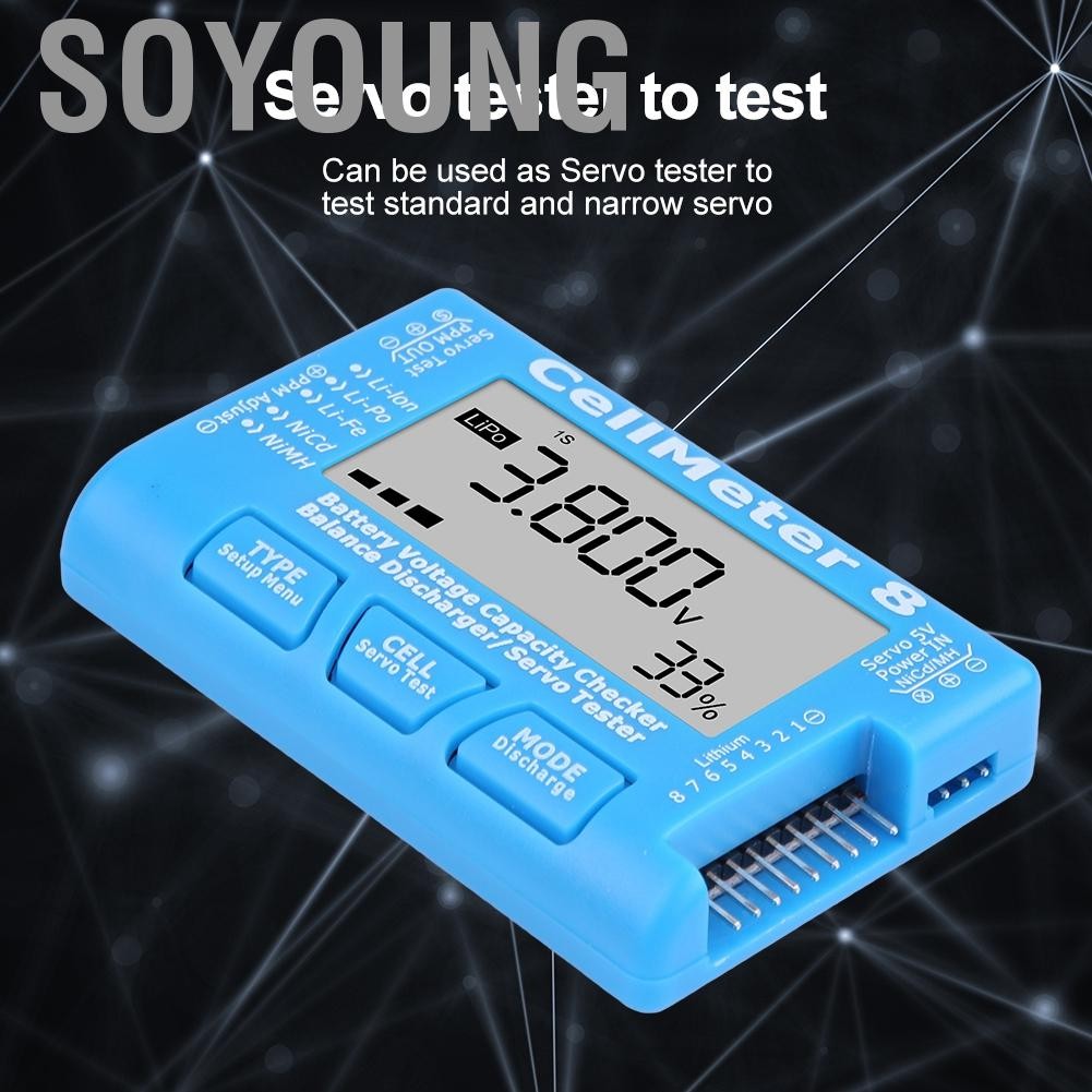 Soyoung Soyoung-th RC Cellmeter 8 Digital Checker Checker แรงดันไฟฟ้าแบ็คไลท์ LCD แบ็คไลท์สำหรับชีวิ