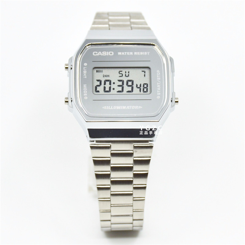 Casio นาฬิกาเงินขนาดเล็ก Retro แนวโน้มแฟชั่น Unisex นาฬิกาผู้ชายผู้หญิง A158WA-1/A159/A168WEM-1/7