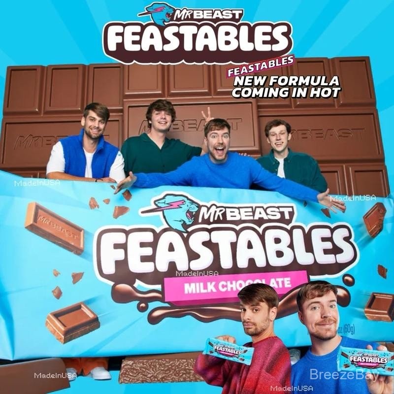 พร้อมส่ง รสใหม่ล่าสุด 2024!! ช็อกโกแลตมิสเตอร์บีสต์สุดฮิต Mr Beast Feastables Chocolate Bar