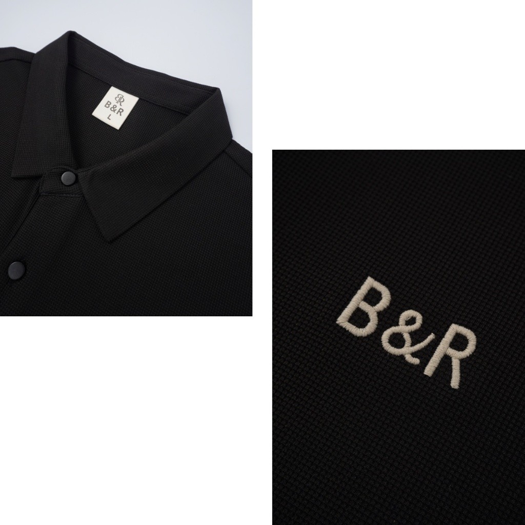 B&R เสื้อโปโลแฟชั่น สีล้วน ปักโลโก้ ระบายอากาศได้ดีใส่สบาย ฤดูร้อนเย็น เรียบง่ายแมทช์ง่าย ขอแนะนำให้ซื้อขนาดที่ใหญ่กว่า - รูปที่ 4