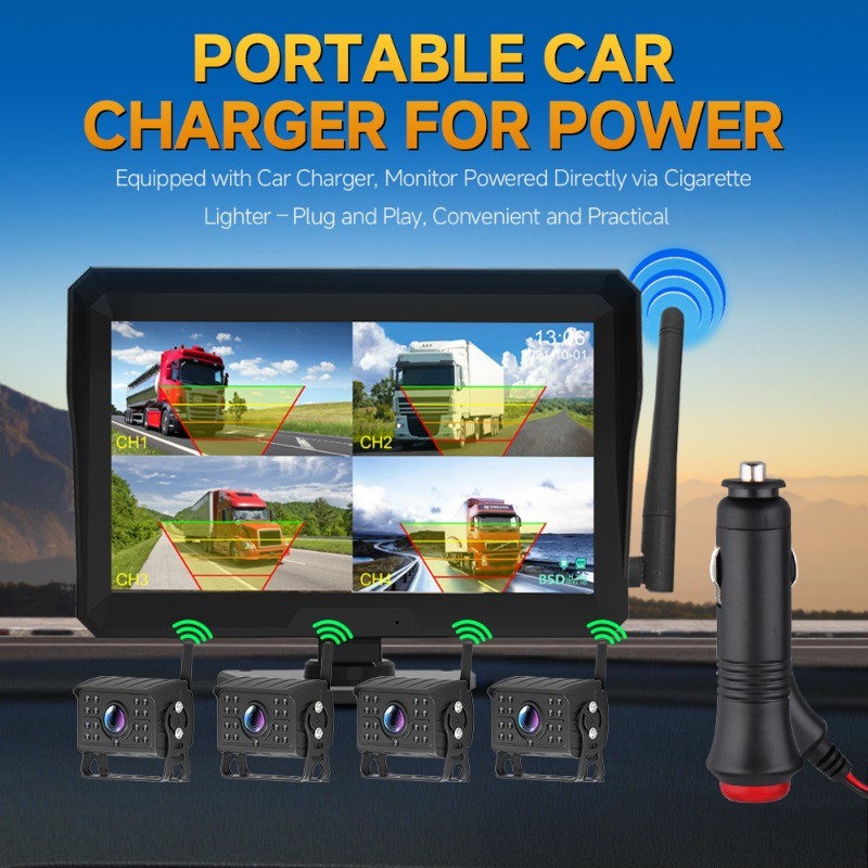 Q12-10.1 10.1 ใน AHD หน้าจอ Monitor ด้านหลังย้อนกลับชุดกล้องสํารองสําหรับรถบรรทุก/Bus/RV/Trailer/Tra