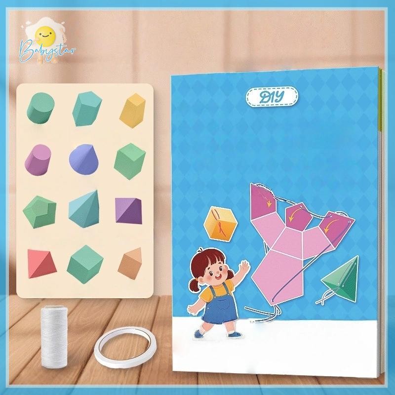 [Inthehot-t] 1 ชุดเด็ก DIY Solid Books Pull String 3D Geometry Learning Book Solids รุ่นเรขาคณิตเกมฝึกการคิดอวกาศ [ใหม่]