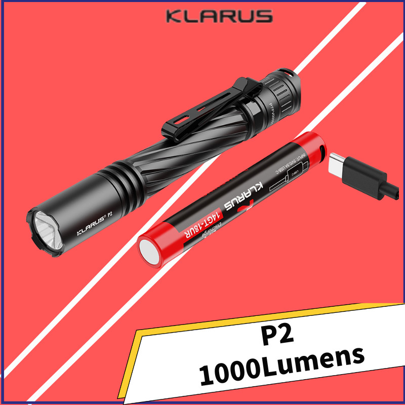 Klarus P2 LED Rechargeable Penlight 1000 Lumens มาพร้อมแบตเตอรี่ 1800mAh