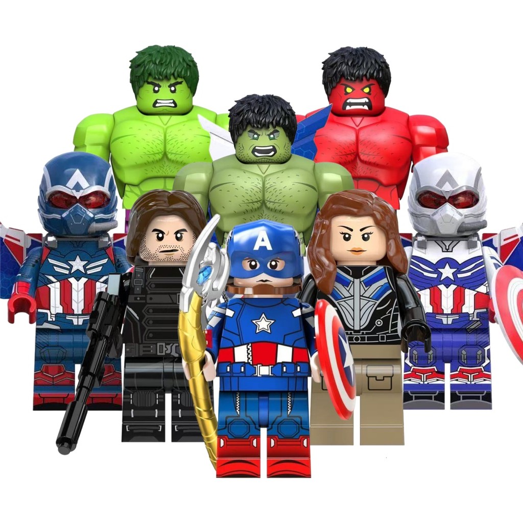Superhero Action Figures Captain America Hulk Ruth Winter Soldier ของเล่นคอลเลกชันบล็อกอาคารสําหรับเด็ก