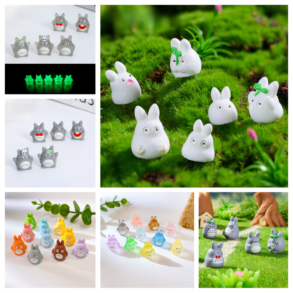 10 ชิ้นการ์ตูนหลากสี Mini Totoro Miniatures เรซิ่นเครื่องประดับ Diy Fairy Garden Decor Moss Terrarium Micro ภูมิทัศน์
