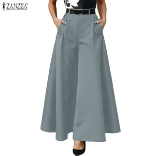 ZANZEA ใส่ ซานเซีย ผู้หญิงเกาหลีวินเทจกว้างขากระเป๋าเอวยางยื…