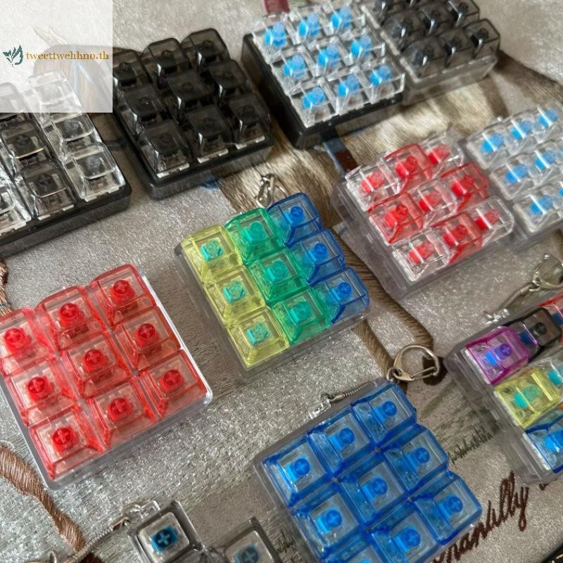 Tweetwehhno 9 คีย์คีย์บอร์ด Keycaps พวงกุญแจ Fidget ของเล่น Anti-Anxiety Point Keycaps Party ความเครียดบรรเทา DIY Keycaps ของเล่นคีย์บอร์ดหมวก TH