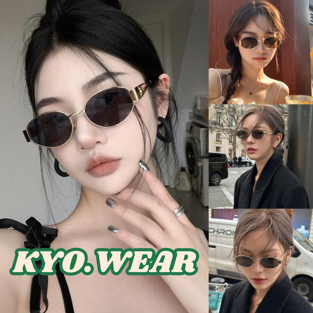 KYO ✨ แว่นกันแดดแฟชั่น ป้องกันรังสียูวี วินเทจ แฟชั่นเกาหลี กรอบทองรูปไข่ ทรงฮิต สําหรับผู้หญิง YJ011