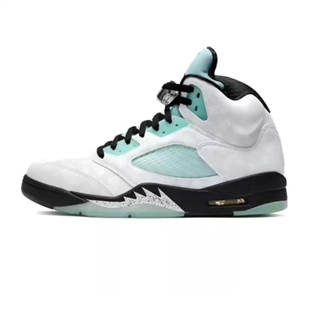 AJ5 รองเท้าบาสเก็ตบอลไอศกรีม Racing Blue Ice Blue Joe 5 Oreo สีขาวสีฟ้าสบายรองเท้ากีฬา Unisex