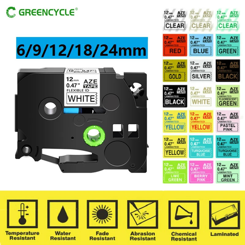 GREENCYCLE 1 ชิ้น 6 มิลลิเมตร/9 มิลลิเมตร/12 มิลลิเมตร 231 เทปฉลากสําหรับ Brother P-Touch Label Make