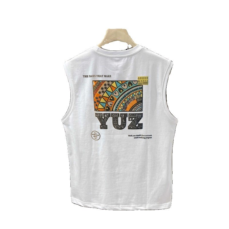 2025 NEW 2025 Sleeveless T-Shirt Men Summer Trendy Loose Tank Top Men's Sports Fitness Basketball Cu