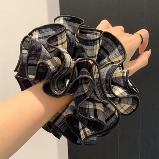 Four-Layer Seaming ลายสก๊อตจีบ Scrunchy แหวนผม High-End Ball ผมเชือก All-Match หัวดอกไม้หัวเชือก