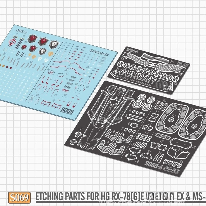 MADWORKS S69 HG RX-78[G]E EX & MS-06F ZAKU 2 F อะไหล่ Etching (ไม่รวมชุด)