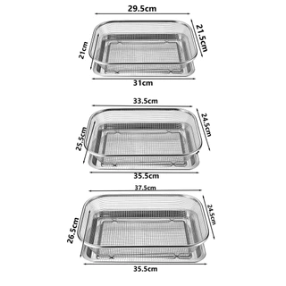 【ได้รับใน 1-3 วัน 🔥】2in1 สแตนเลสตะกร้ากรองถาด Drainer อาหารกรองทอดพร้อมถาด Cooling Rack French Fries ตะกร้าตาข่ายท่อระบายน้ําตะกร้ากรองน้ํามันถาดขนมทําอาหาร
