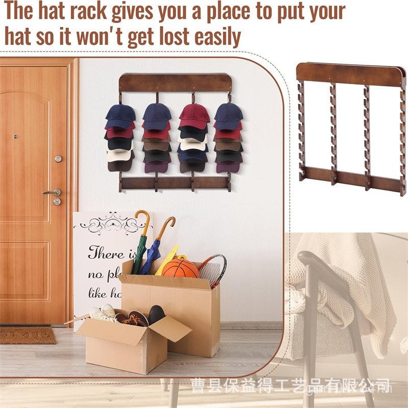 Sorting Rack หมวก Rack Organizer Rack Wall Creative ไม้จอแสดงผลไม้ติดผนังแนวตั้งเบสบอลหมวก Cap Rack 