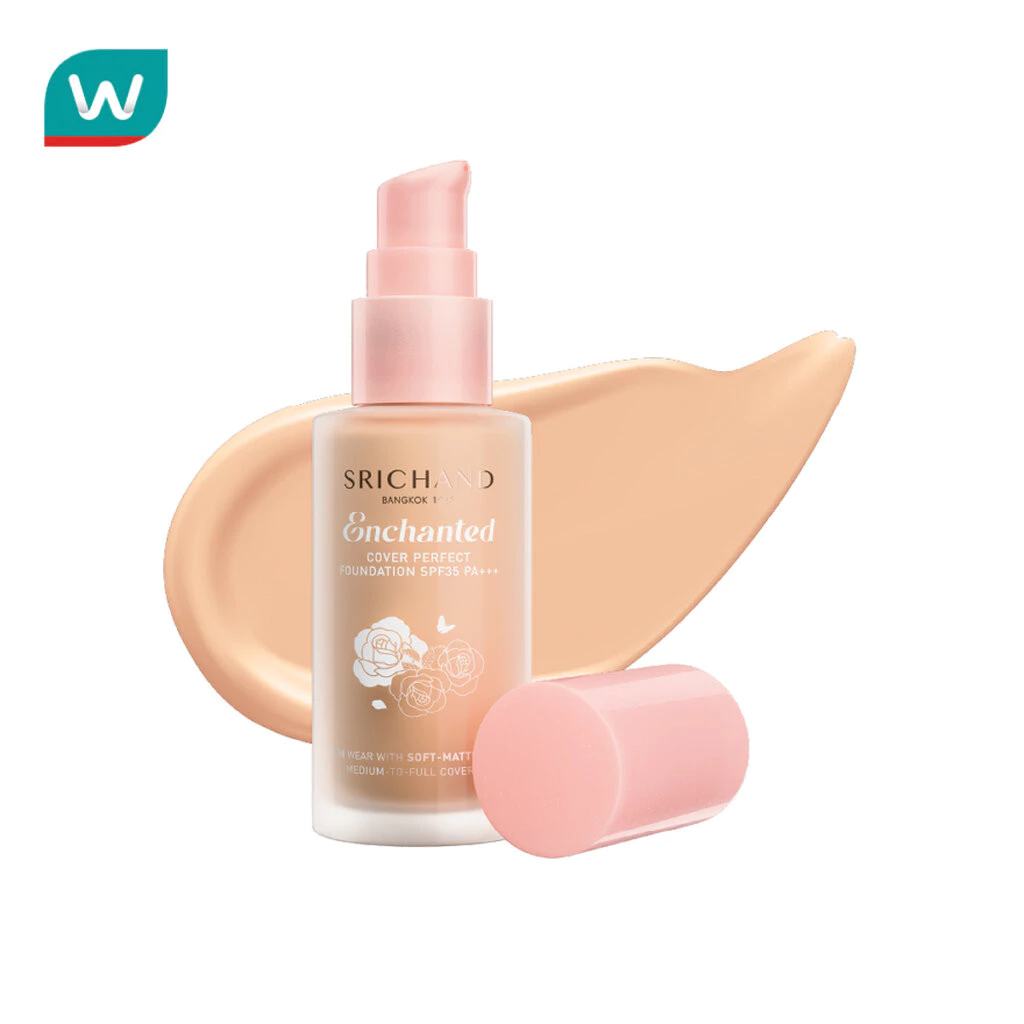 Srichand ศรีจันทร์ เอ็นชานเท็ด คัฟเวอร์ เพอร์เฟคท์ ฟาวน์เดชั่น SPF35 PA++++ 30มล. 115 เนเชอรัล