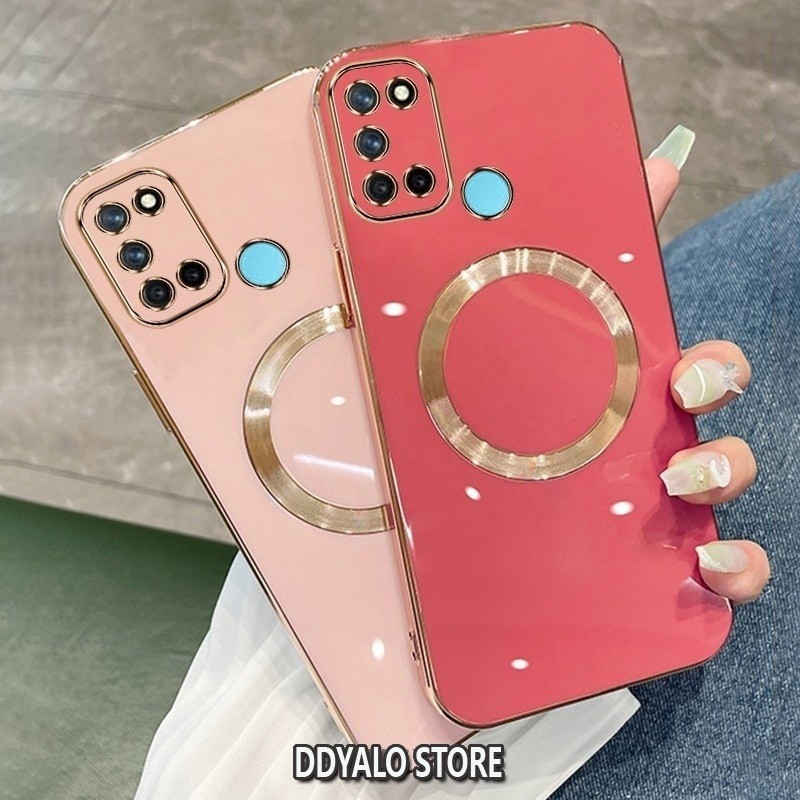 ปลอกสําหรับRealme 7i C17 กรณีElectroplatedซิลิโคนTPUเคสโทรศัพท์พร้อมแม่เหล็กดูดที่เรียบง่ายนุ่มกรณีชุบSquaerขอบฝาครอบ