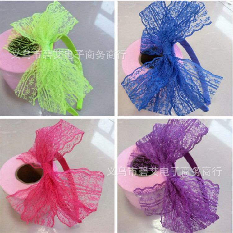 Hot Sale#European and American Style Lace Bow Hairband Headband80s'Party Prom Performance Head Buckl