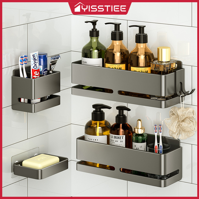 YT ชุดอลูมิเนียมติดผนังรวมทั้งชั้นวางที่วางแปรงสีฟันจานสบู่เหมาะสำหรับใช้ในห้องน้ำและห้องครัว