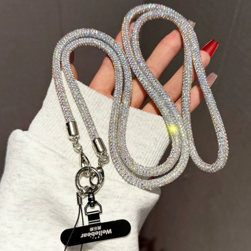 หรูหราเพชรเต็มเชือกคล้องโทรศัพท์มือถือ Ajiao สไตล์เดียวกัน Rhinestone โซ่โทรศัพท์มือถือสุภาพสตรี Cross-body Anti-lost เครื่องประดับโทรศัพท์มือถือ ins แฟชั่นอินเทรนด์ - รูปที่ 4