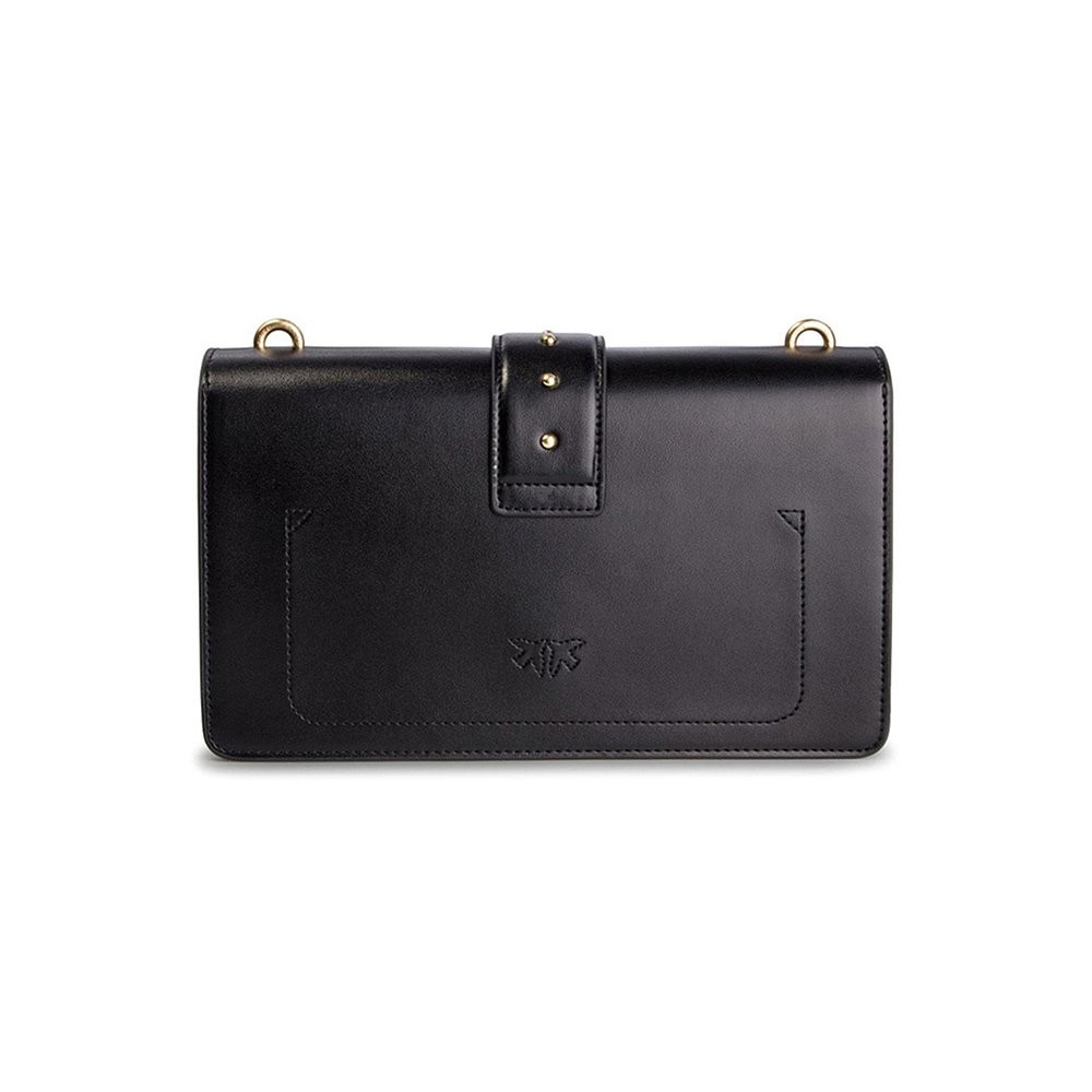Hong Kong Direct Mail PINKO Ladies Black Smooth Leather Crossbody Bag 1P21DC Y5EU Z99
