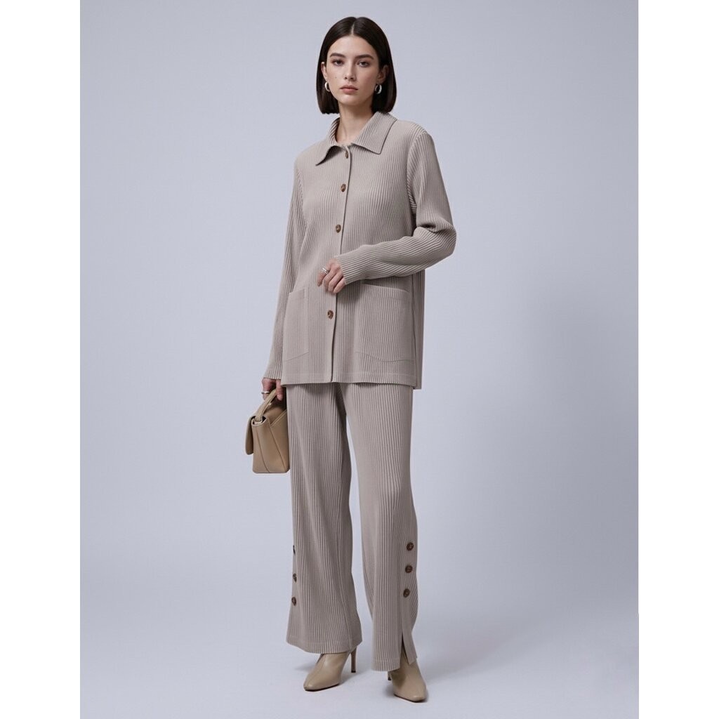 2MUAY รุ่น CX0437T / CX0438P THICK COLLAR BUTTON FRONT PLEATED SET 4สี FREE SIZE