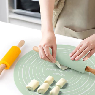 【ได้รับใน 1-3 วัน 🔥】2in1 ซิลิโคนเบเกอรี่ Rolling Pin ชุดนวดชุดไม้ Rolling Pin Non-Stick ซิลิโคน Baking Mat Dough Pad Pastry Board