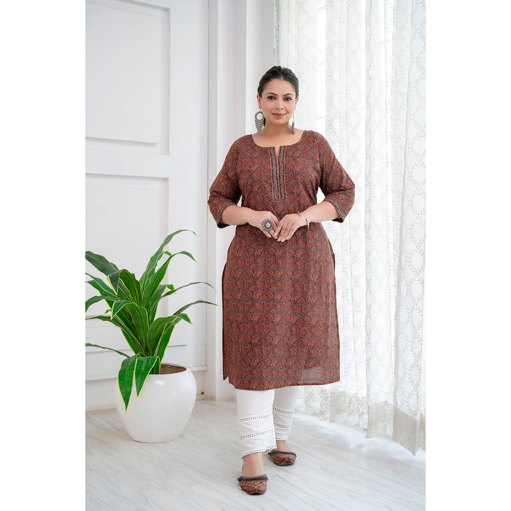 3XL - 6XL Indian Kurti พร้อมกางเกงและ dupatta Long Short Women Kurtis Kurta Tunic Top Blouse Plus Se