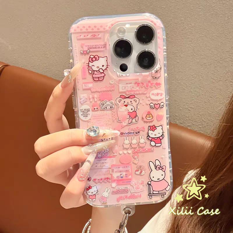 เคสไอโฟน 15 16 11 สำหรับ IPhone 16 13 15 11 14 12 Pro Max 15 16 14 Plus ดูเดิลกายด์ดาวโบว์เฮลโลคิตตี้น่ารักครอบคลุม IMD - รูปที่ 3