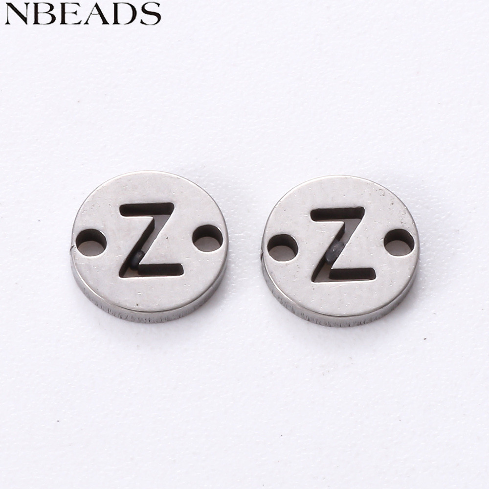 10pcs Tarnish ทน 201 ลิงค์สแตนเลสเลเซอร์ตัดแบนรอบตัวอักษร Z 6x6x1 มม.รู: 0.8 มม.