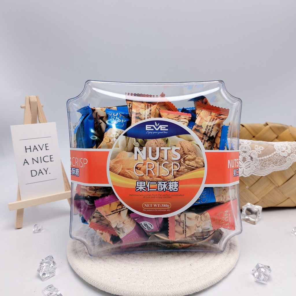 EVE0g Nut Crisp Candy กล่องพลาสติกขนมขบเคี้ยวสําหรับโฮมออฟฟิศ Leisure Candy 100%T251010