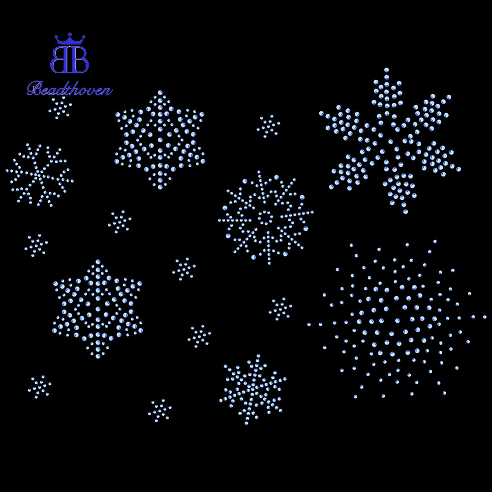 เกล็ดหิมะรูปร่าง Hotfix Rhinestone สำหรับเครื่องประดับและงานหัตถกรรม ขนาด 75x100x1.5 มม. และ 13-86x1