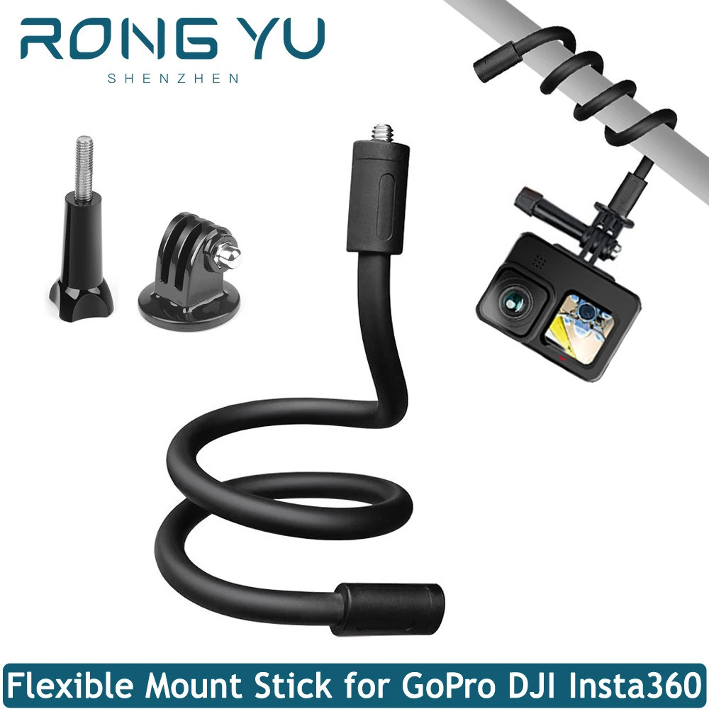 ยืดหยุ่น Mount Monopod ขาตั้งกล้องผู้ถือคอ Selfie Stick Pole สําหรับ Gopro Hero13 12 11 9 สําหรับ In