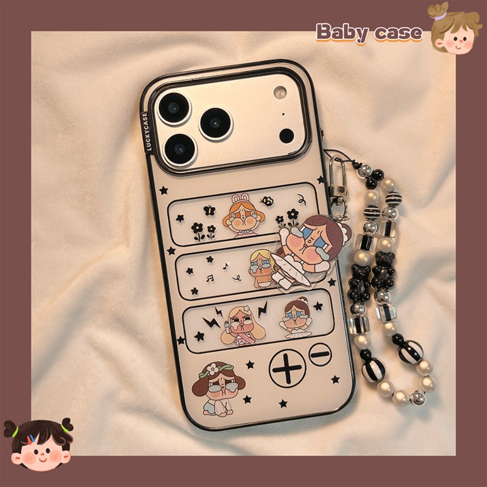 ปลอก Iphone 17 Pro Max น่ารักการ์ตูน Crybaby 3D จี้สายรัดข้อมือสร้อยข้อมือกรณี Iphone 14 Pro Max Thicken กันกระแทก Hard ฝาหลังสําหรับ iPhone 17 16 15 14 13 Pro Max