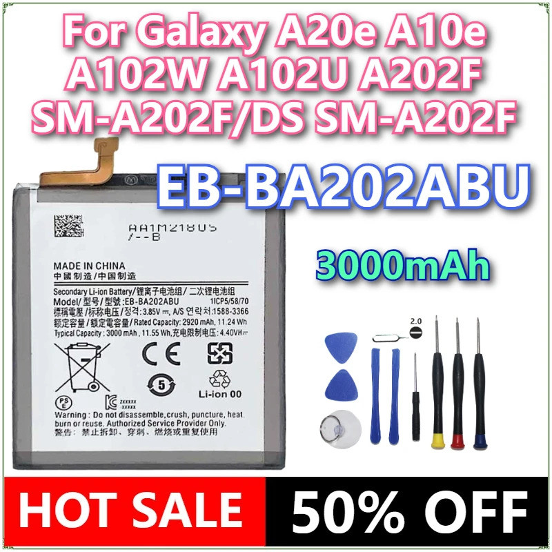ยี่ห้อใหม่ EB-BA202ABU 3000mAh แบตเตอรี่สําหรับ Samsung Galaxy A20e A10e A102W A102U A202F SM-A202F/