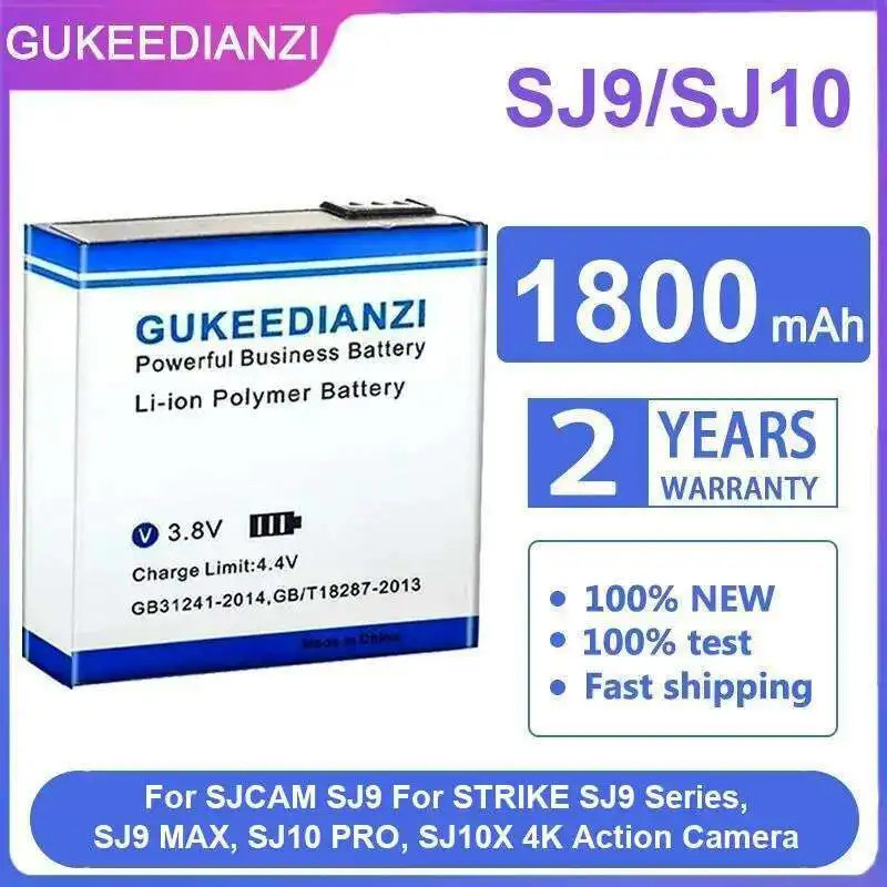 แบตเตอรี่กล้องกีฬา SJ9 SJ10 1800Mah สําหรับ Sjcam Strike Series, MAX, PRO, SJ10X 4K Action