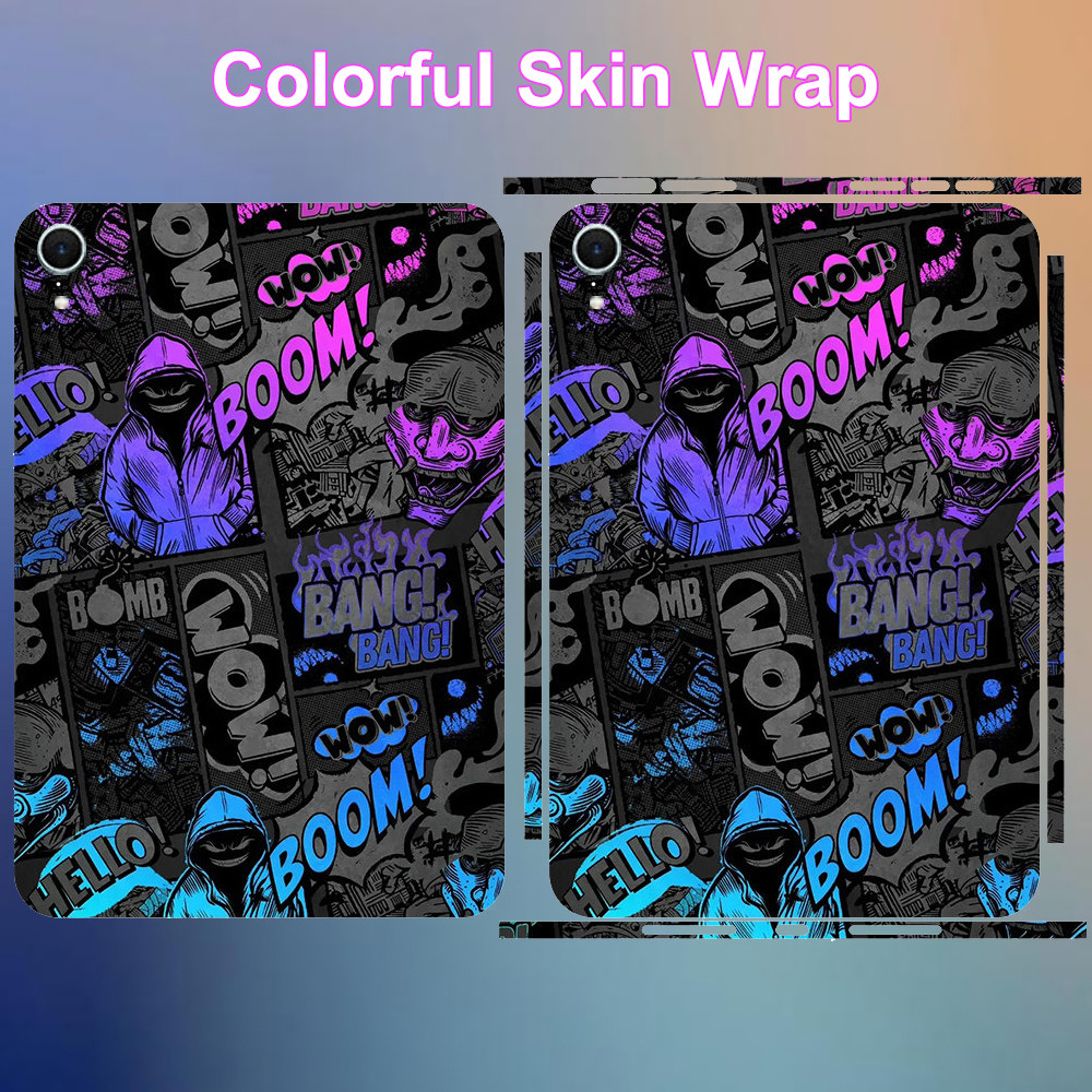 Neon การ์ตูน Graffiti Skin สําหรับ iPad 9th 10th 11th Gen 10.2/10.9/11 นิ้วไม่ระบุชื่อ Hoodie Street กลับสติกเกอร์