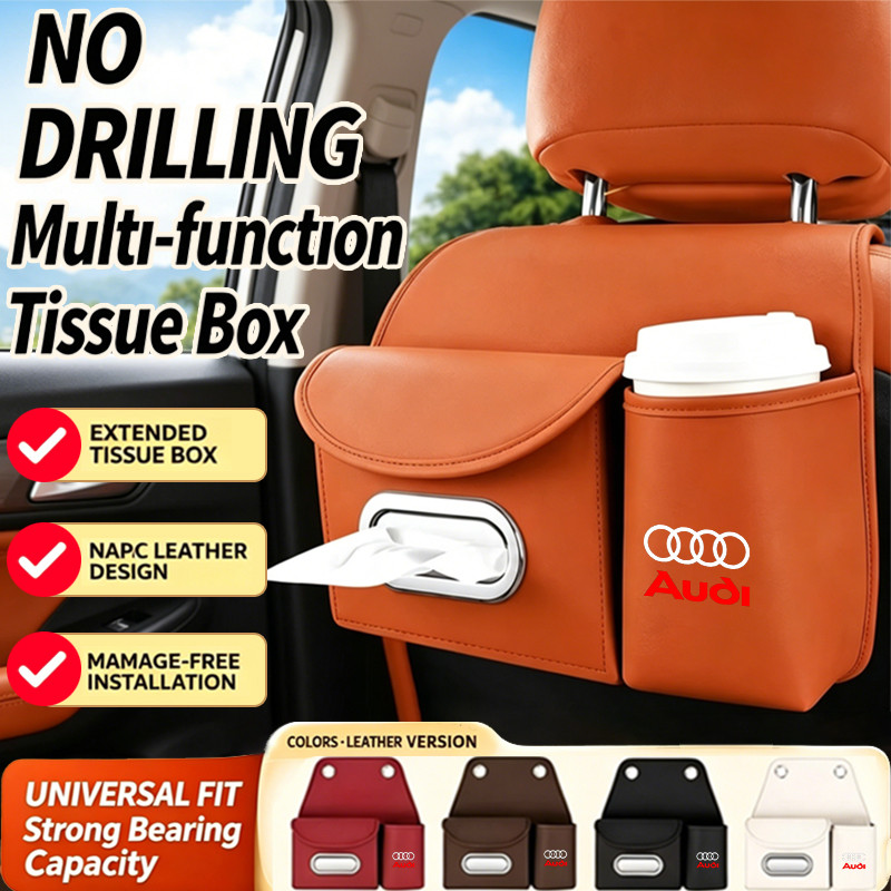 Audi รถแขวนกระเป๋า PU หนังกล่องกระดาษทิชชู Universal ถ้วยผู้ถือที่นั่งกลับกล่องเก็บ,สําหรับ Audi A3 