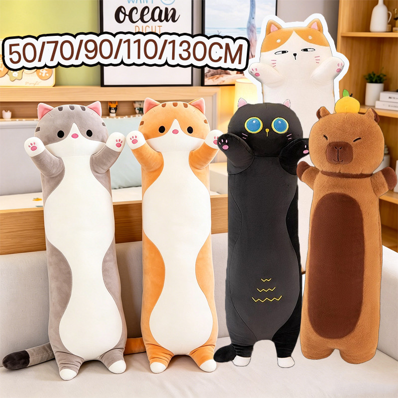 พร้อมส่ง🐱ตุ๊กตาแมว หมอนข้างแมวน่ารัก สไตล์น่ารัก นนุ่มสบาย ของเล่นตุ๊กตา 50/70/90/110/130cm