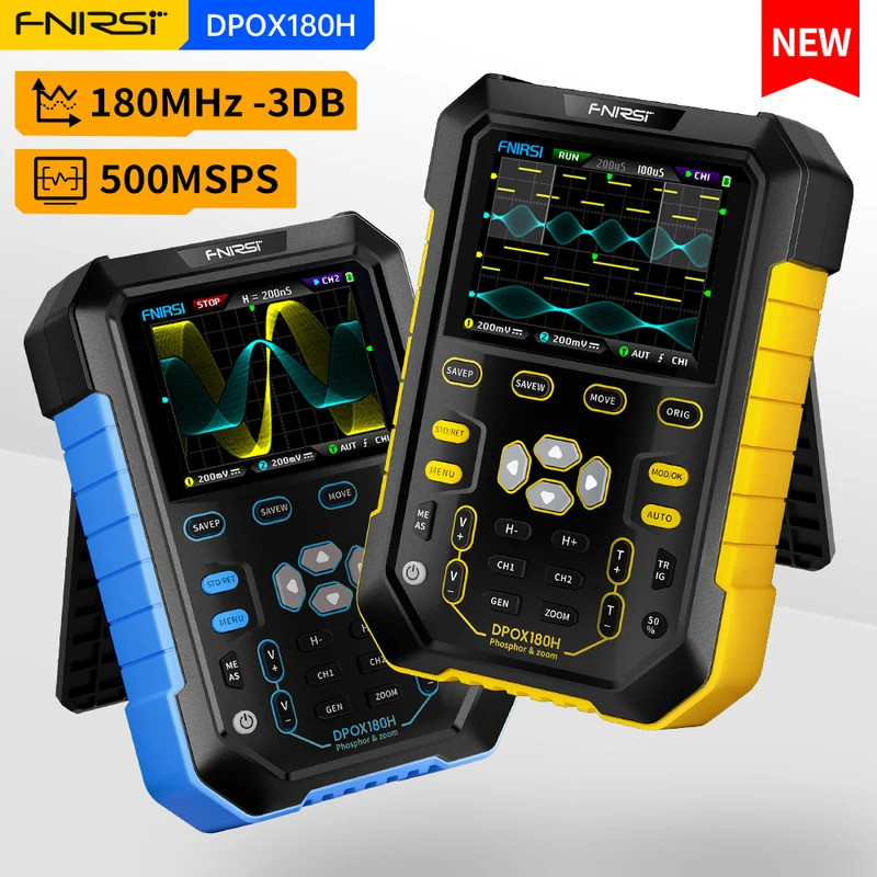 FNIRSI DPOX180H มือถือ Dual Channel Digital Oscilloscope 180MHz-3DB 2 In 1 ฟังก์ชั่นสัญญาณเครื่องกํา