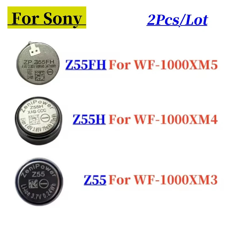 2 ชิ้น Z55 Z55H Z55FH เปลี่ยนหูฟังแบตเตอรี่สําหรับ Sony WF-1000XM4 WF-1000XM3 WF-1000XM5 ZeniPower แ