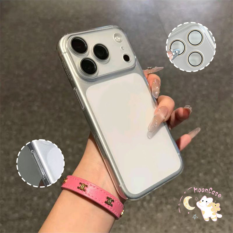เรียบง่าย เคสเฉดสีไล่โทนหลายสี ฝาครอบเลนส์รวมในตัว สำหรับ iPhone 13 11 15 17 16 14 12 Pro Max 14 16 15 Plus