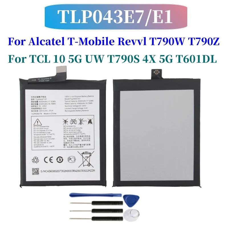 ใหม่ 4500mAh TLP043E1 TLP043E7 แบตเตอรี่สําหรับ Alcatel T-Mobile Revvl T790W T790Z สําหรับ TCL 10 5G