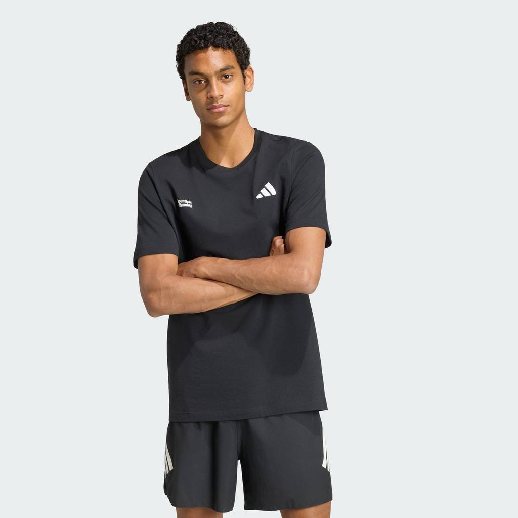 adidas วิ่ง เสื้อยืดพิมพ์ลาย RUN ESSENTIALS ผู้ชาย สีดำ KS2502