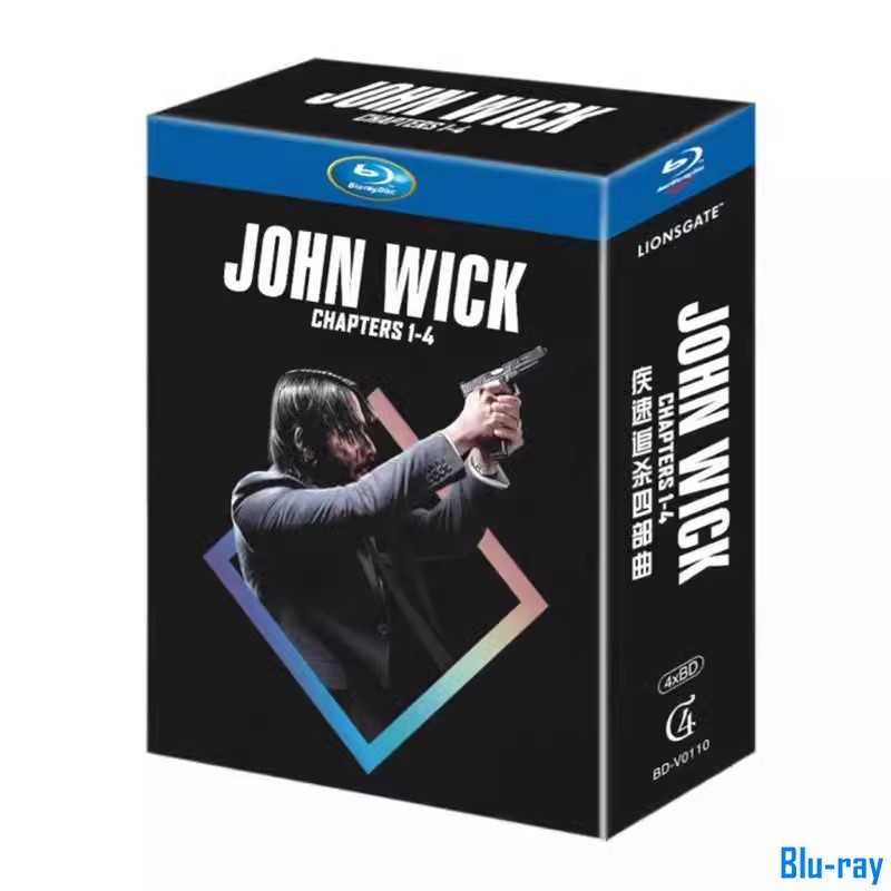 [BRAND NEW SEALED] Movie John Wick Chapters 1-4 Box Set 4-Disc Blu-ray Boxed