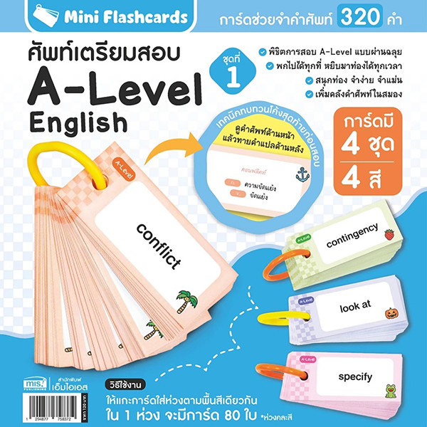 (Tech Inspire) : Mini Flashcards ศัพท์เตรียมสอบ A-Level ภาษาอังกฤษ ชุดที่ 1