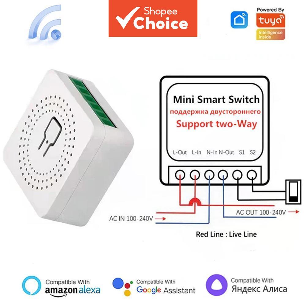 AXUS 16A MINI Wifi สวิทช์ DIY 2 ทางทํางานร่วมกับ Tuya รีโมทคอนโทรลจับเวลารีเลย์อัตโนมัติสําหรับสมาร์ทชีวิตทํางานร่วมกับ Alexa Google Home