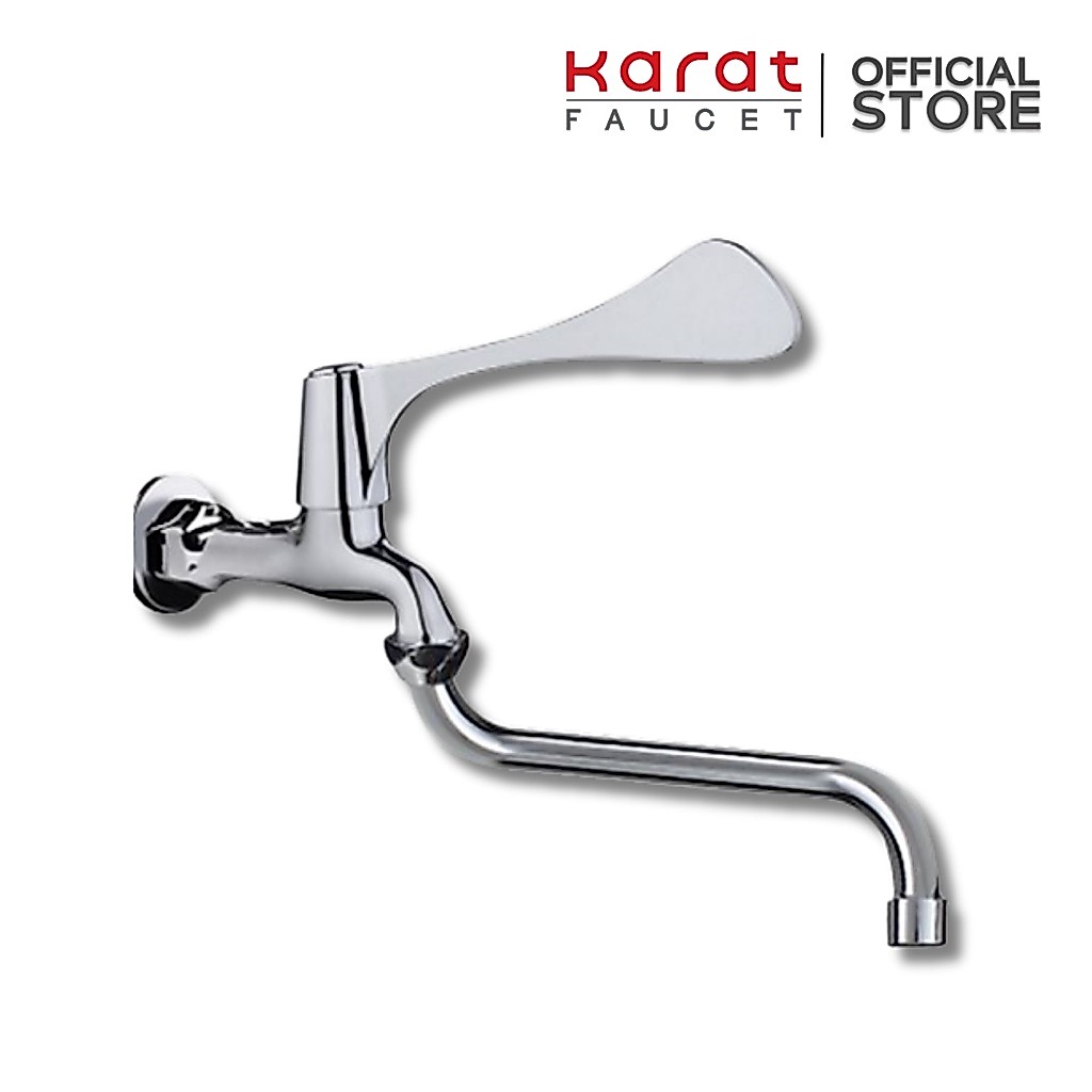 Karat Faucet ก๊อกซิงค์เอนกประสงค์ติดผนัง แบบก้านปัดยาว รุ่น KF-57-533-50